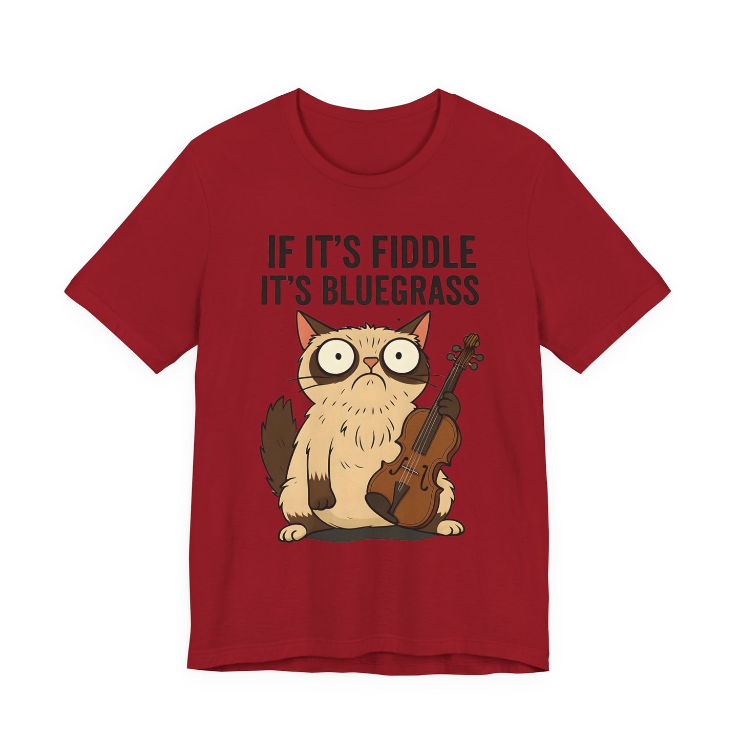 Bluegrass Feline Tee, Funny Cat Shirt, Music Lover Gift, Unisex T-Shirt, Cute Cat Fiddle Top