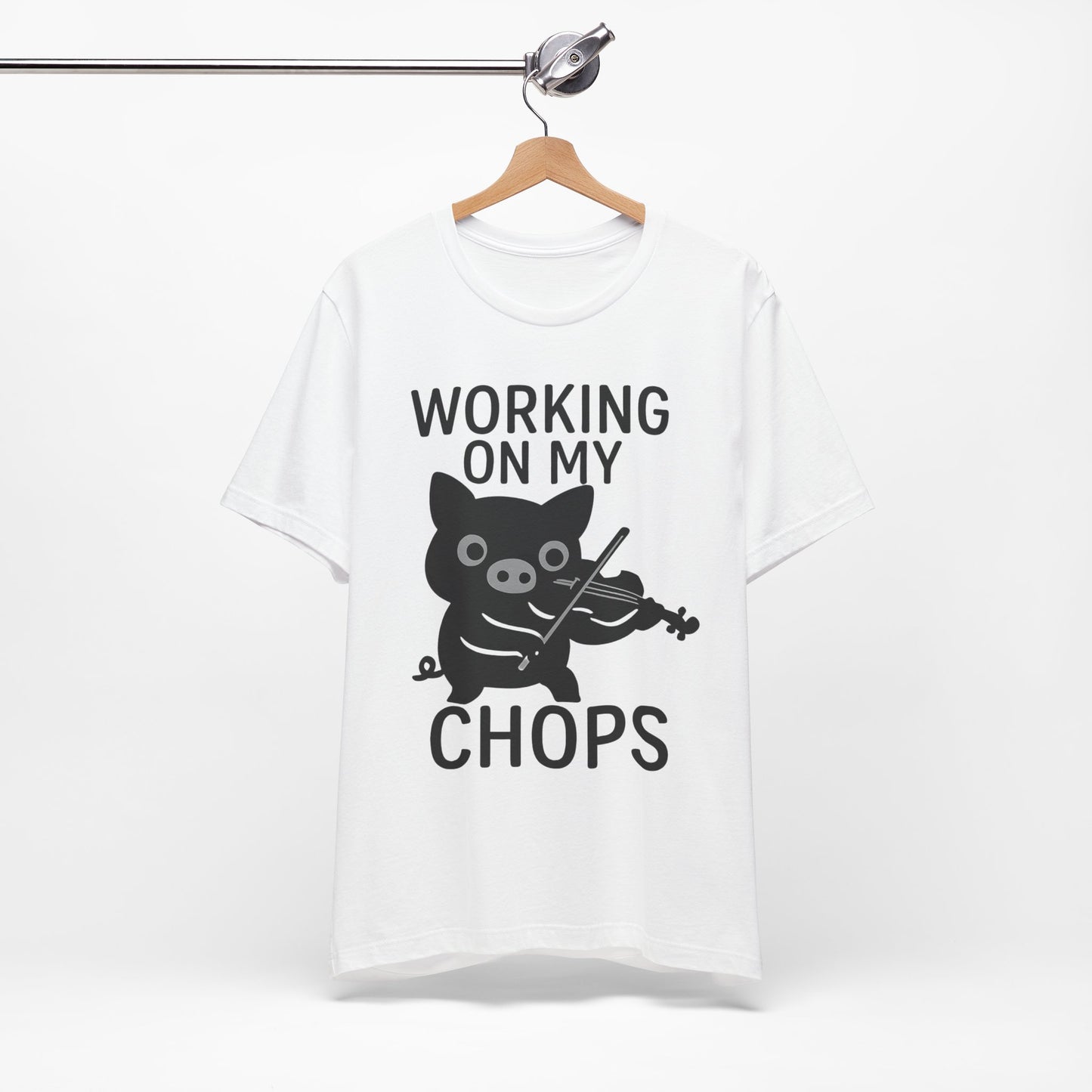 Cute Pig Musician Tee - Working on My Chops T-Shirt, Funny Gift for Musicians, Music Lover Apparel, Animal Lover Shirt, Cool Graphic Tee