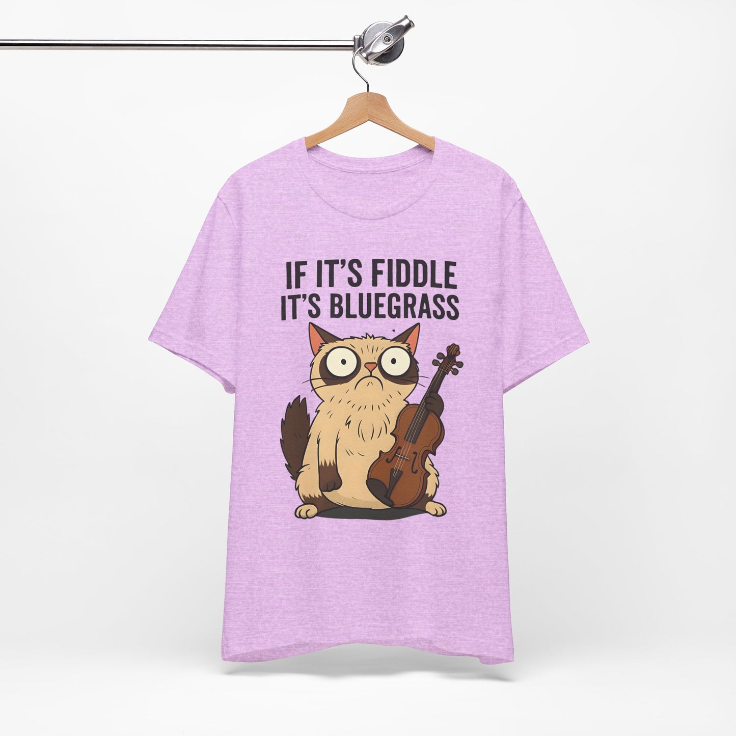 Bluegrass Feline Tee, Funny Cat Shirt, Music Lover Gift, Unisex T-Shirt, Cute Cat Fiddle Top