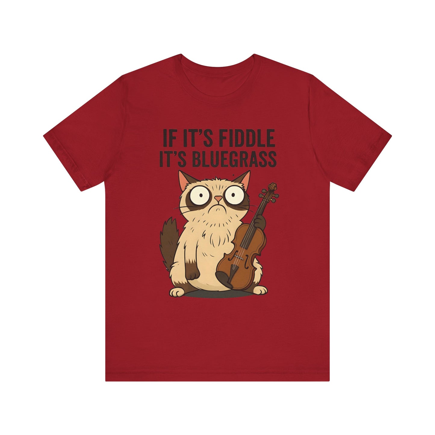 Bluegrass Feline Tee, Funny Cat Shirt, Music Lover Gift, Unisex T-Shirt, Cute Cat Fiddle Top