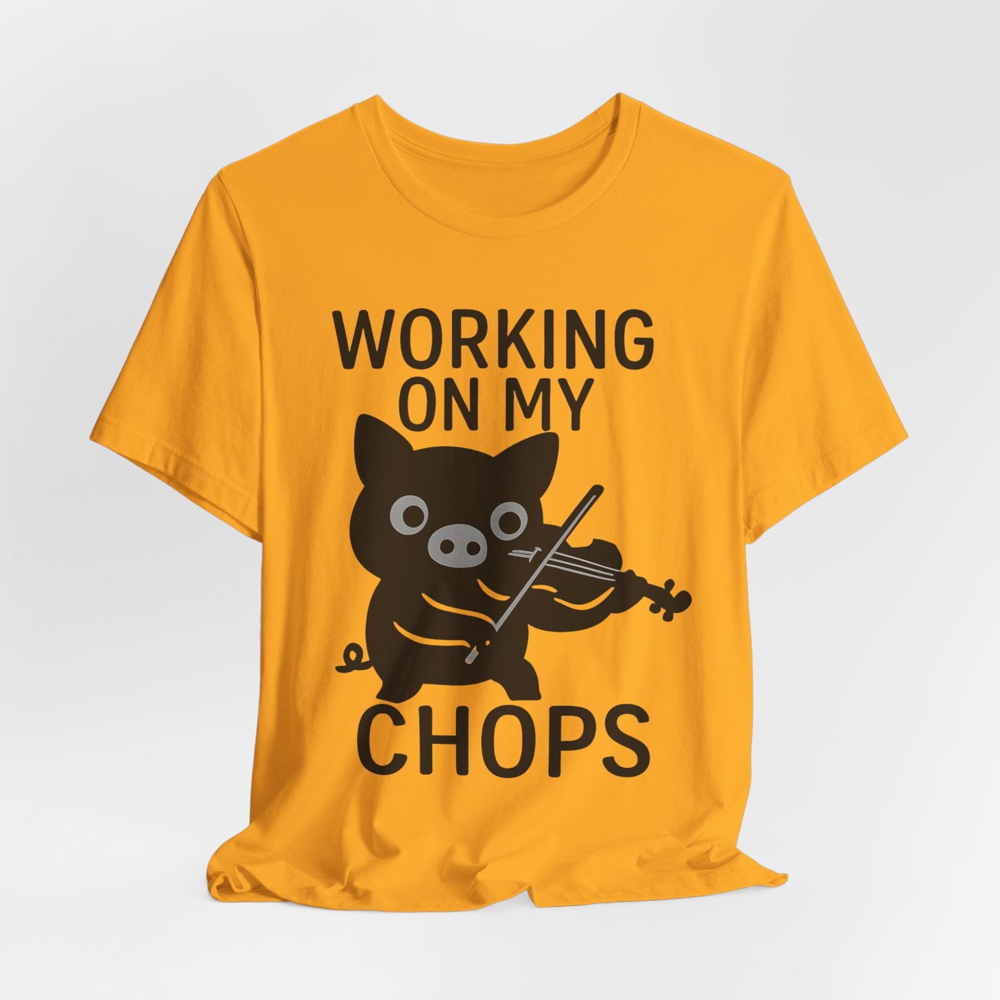 Cute Pig Musician Tee - Working on My Chops T-Shirt, Funny Gift for Musicians, Music Lover Apparel, Animal Lover Shirt, Cool Graphic Tee