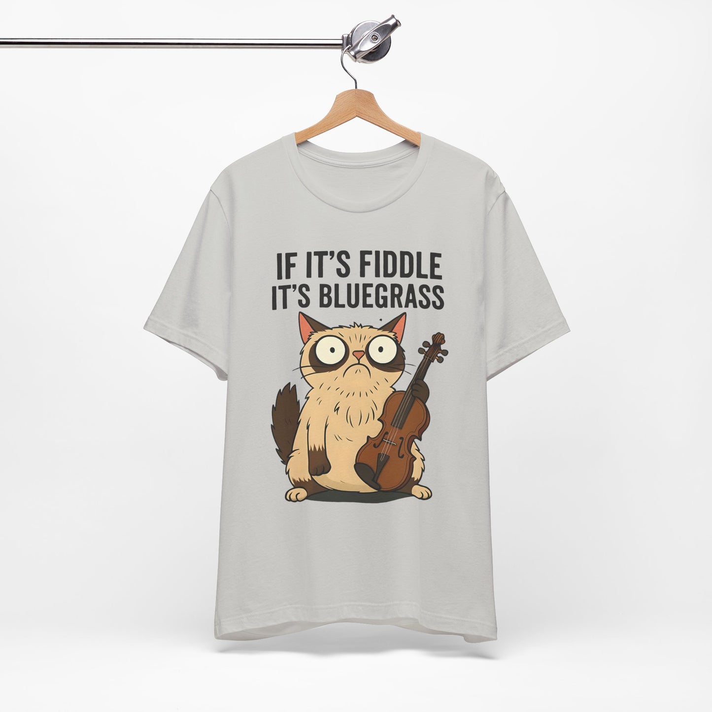 Bluegrass Feline Tee, Funny Cat Shirt, Music Lover Gift, Unisex T-Shirt, Cute Cat Fiddle Top