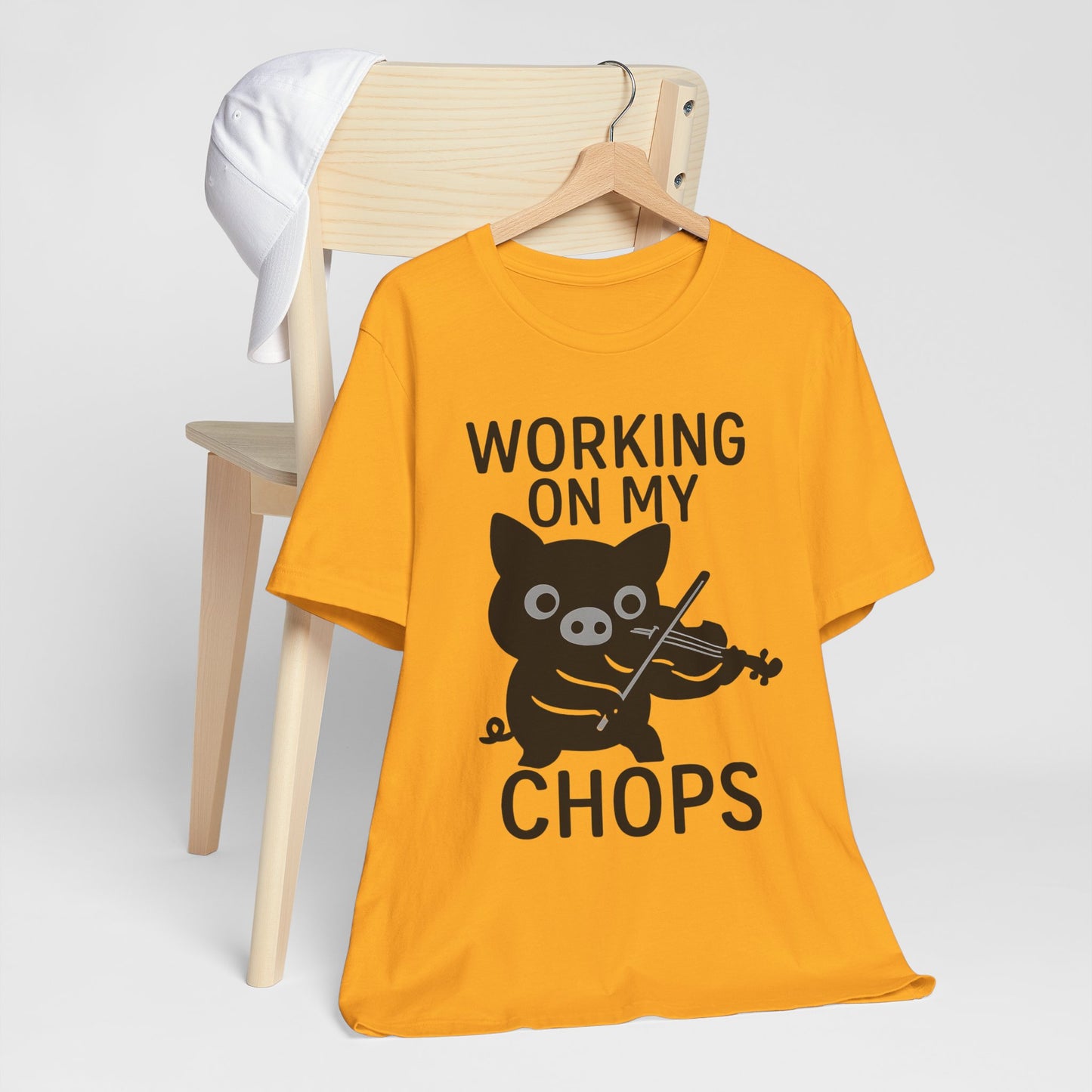 Cute Pig Musician Tee - Working on My Chops T-Shirt, Funny Gift for Musicians, Music Lover Apparel, Animal Lover Shirt, Cool Graphic Tee