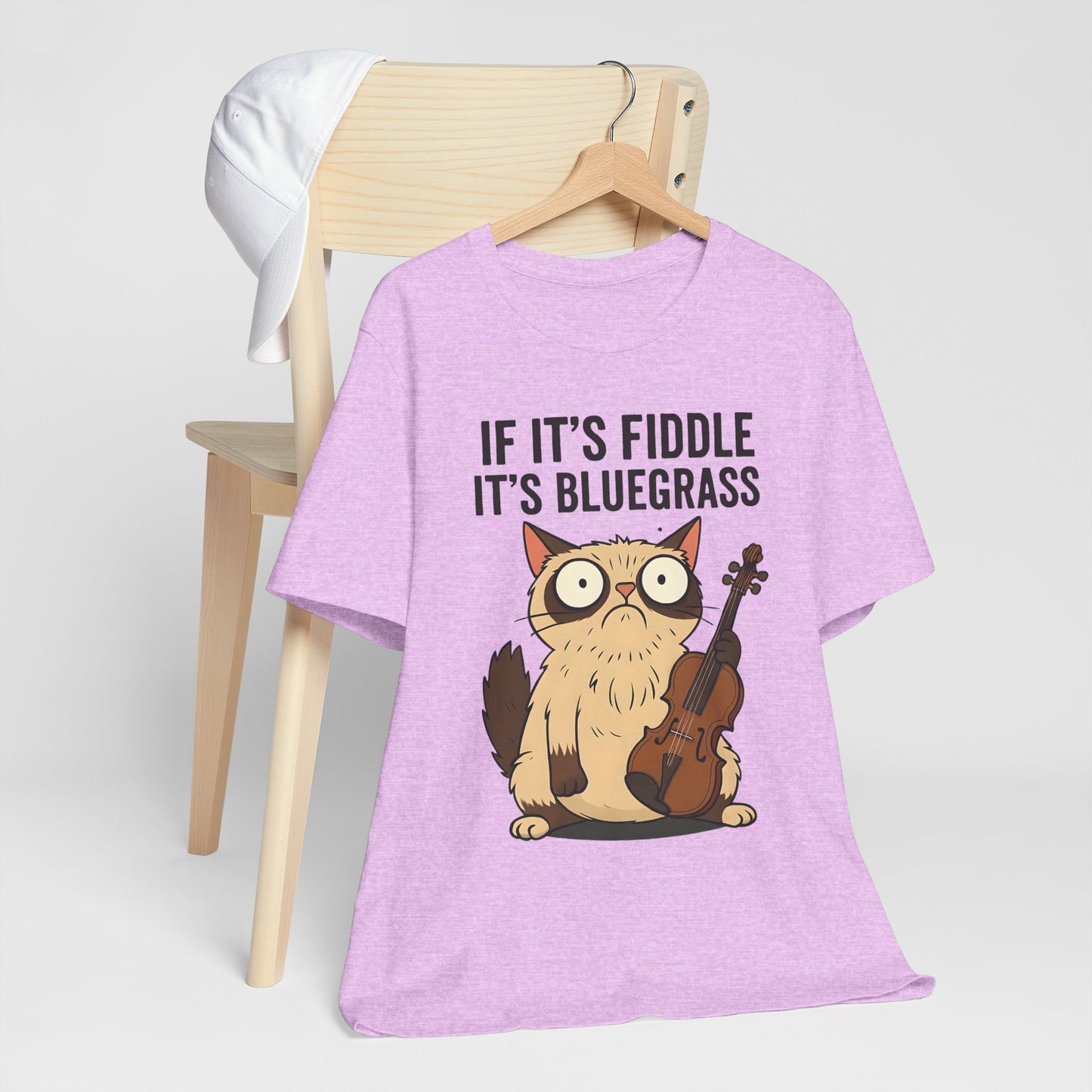 Bluegrass Feline Tee, Funny Cat Shirt, Music Lover Gift, Unisex T-Shirt, Cute Cat Fiddle Top