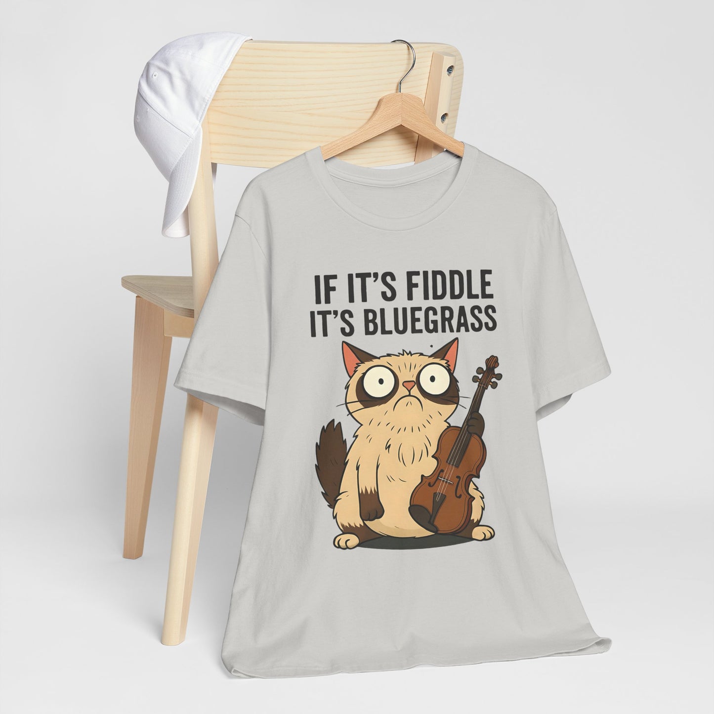 Bluegrass Feline Tee, Funny Cat Shirt, Music Lover Gift, Unisex T-Shirt, Cute Cat Fiddle Top