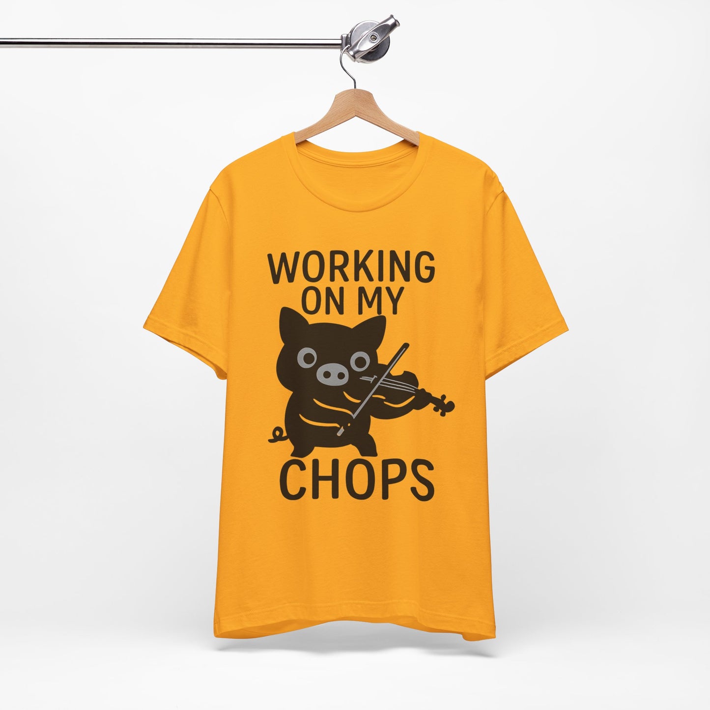 Cute Pig Musician Tee - Working on My Chops T-Shirt, Funny Gift for Musicians, Music Lover Apparel, Animal Lover Shirt, Cool Graphic Tee