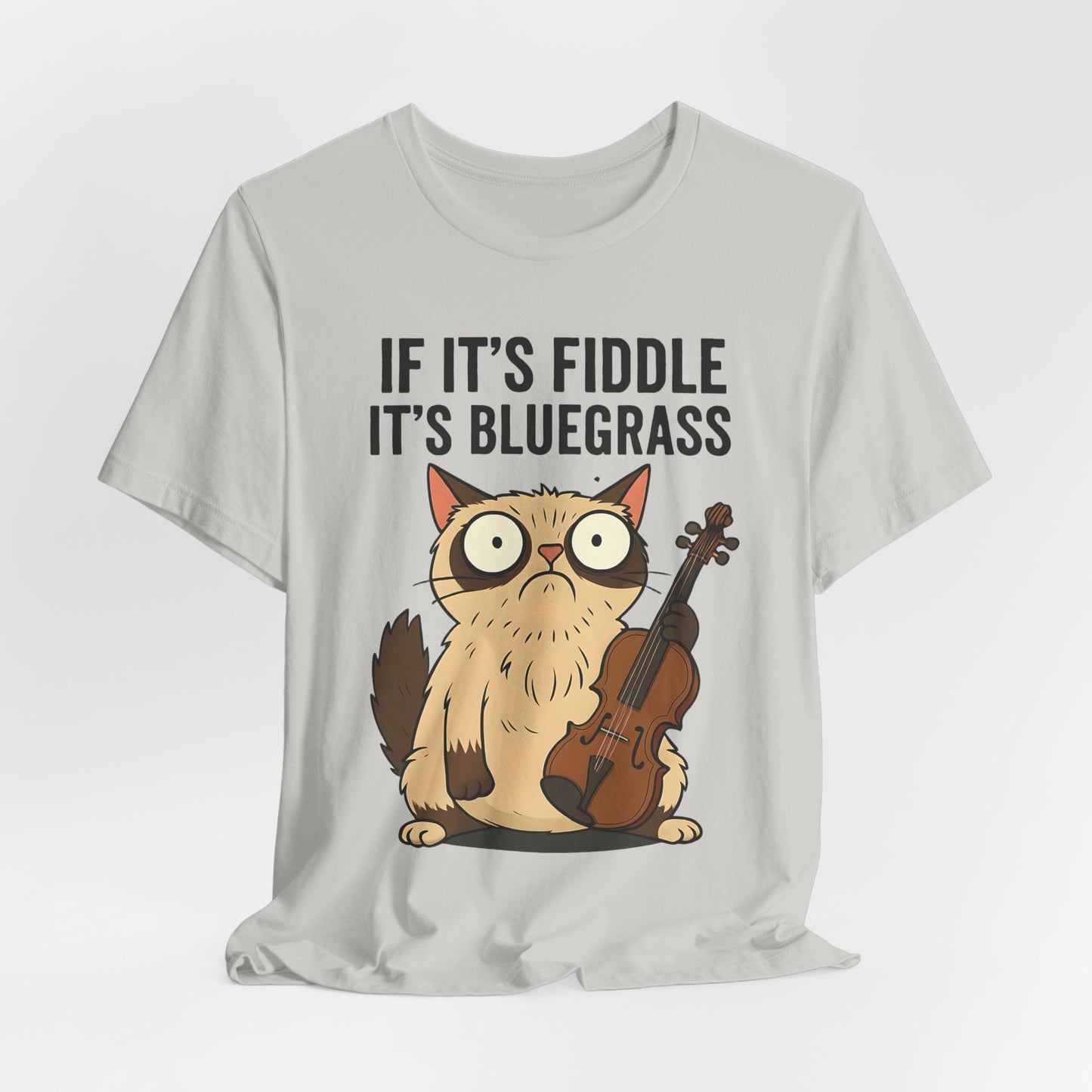 Bluegrass Feline Tee, Funny Cat Shirt, Music Lover Gift, Unisex T-Shirt, Cute Cat Fiddle Top