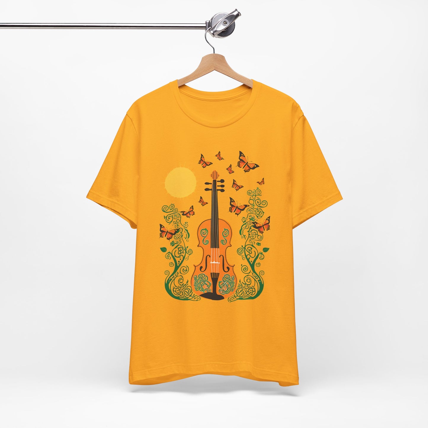 Nature-Inspired Violin Tee, Musical Gift for Music Lovers, Butterfly Graphic Shirt, Spring Outfit, Festival Wear, Unisex Fiddle T-Shirt