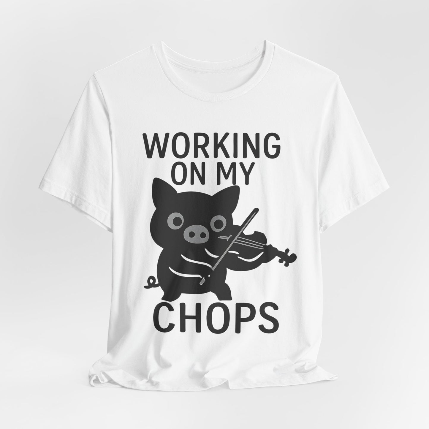 Cute Pig Musician Tee - Working on My Chops T-Shirt, Funny Gift for Musicians, Music Lover Apparel, Animal Lover Shirt, Cool Graphic Tee
