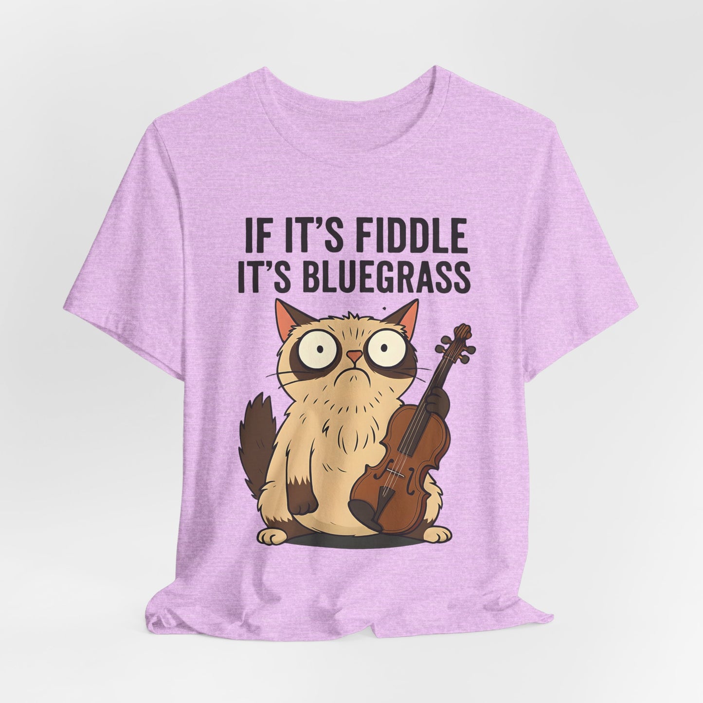 Bluegrass Feline Tee, Funny Cat Shirt, Music Lover Gift, Unisex T-Shirt, Cute Cat Fiddle Top