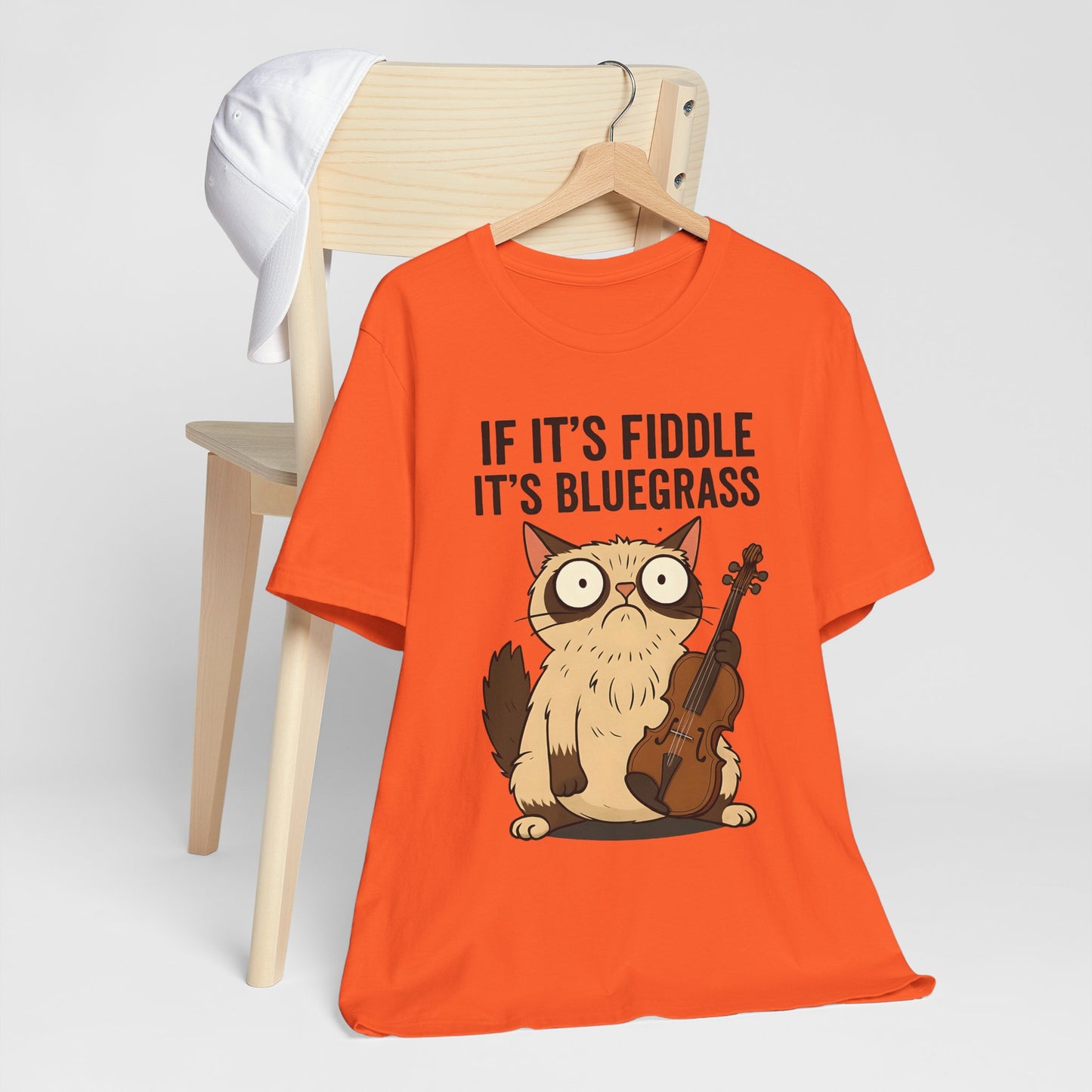Bluegrass Feline Tee, Funny Cat Shirt, Music Lover Gift, Unisex T-Shirt, Cute Cat Fiddle Top