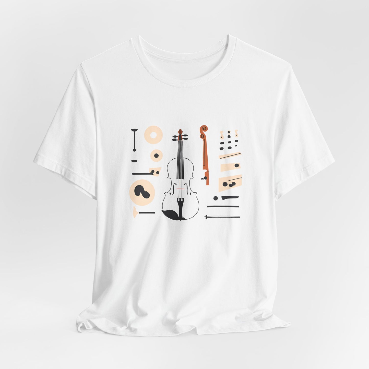 Unisex Tee Violin Fiddle Parts Design Shirt