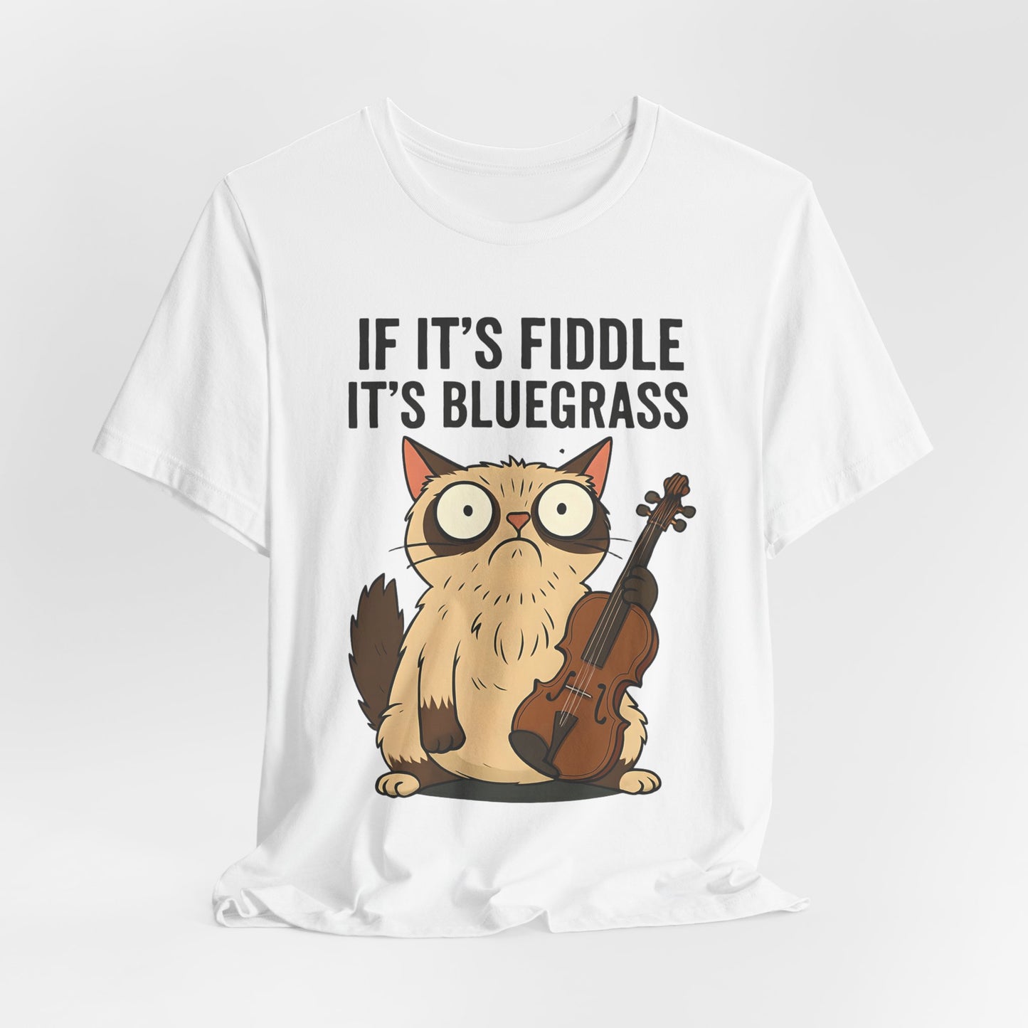Bluegrass Feline Tee, Funny Cat Shirt, Music Lover Gift, Unisex T-Shirt, Cute Cat Fiddle Top