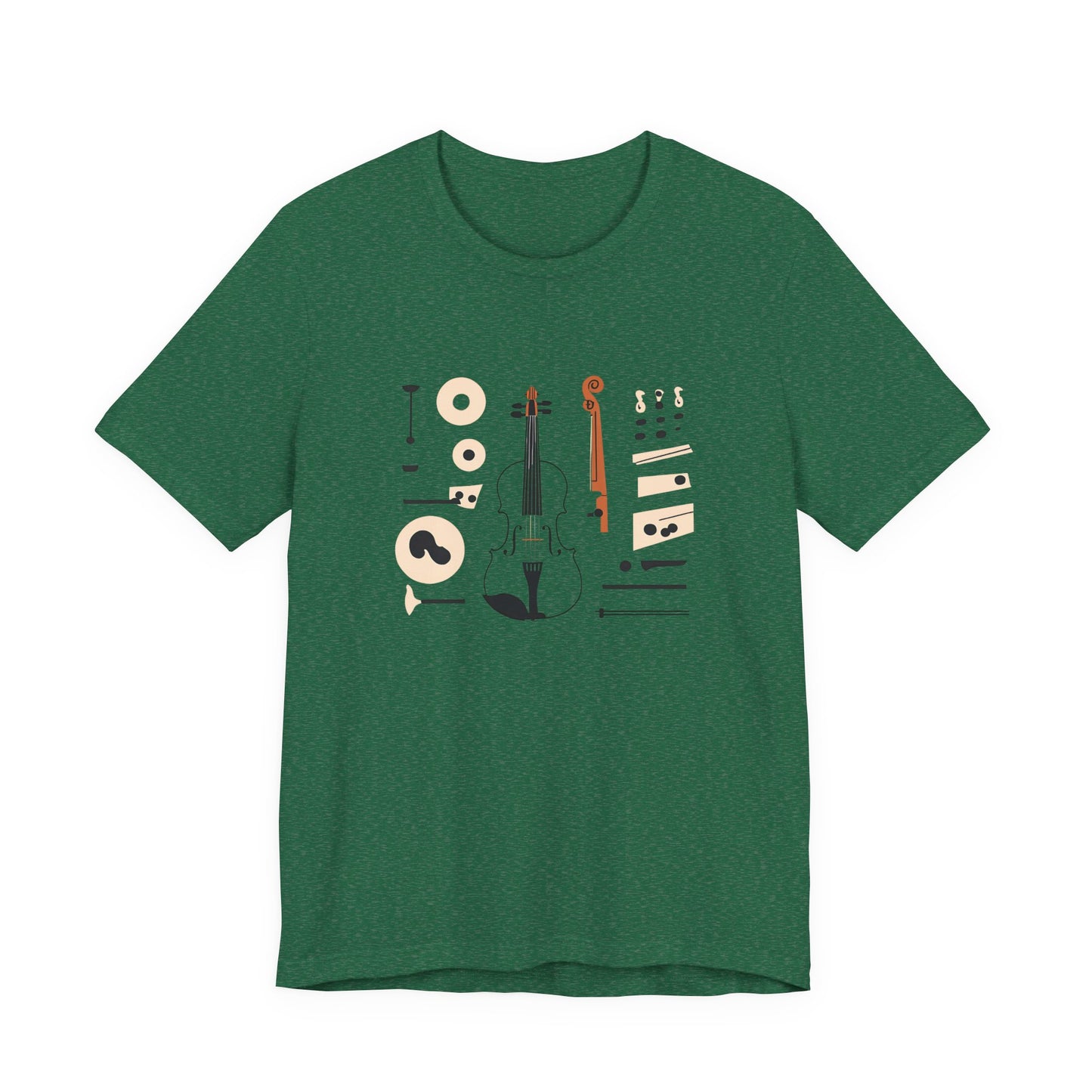 Unisex Tee Violin Fiddle Parts Design Shirt