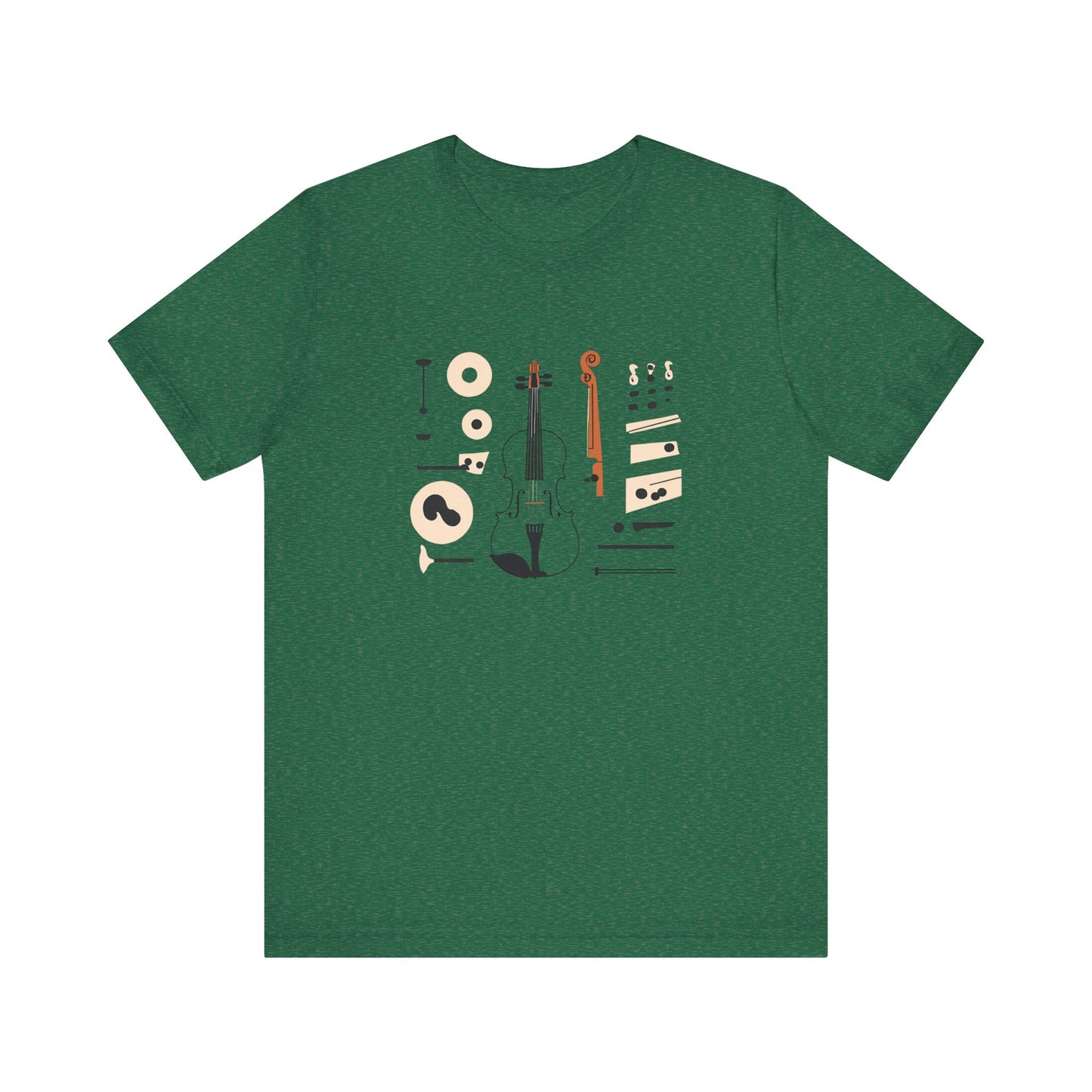 Unisex Tee Violin Fiddle Parts Design Shirt