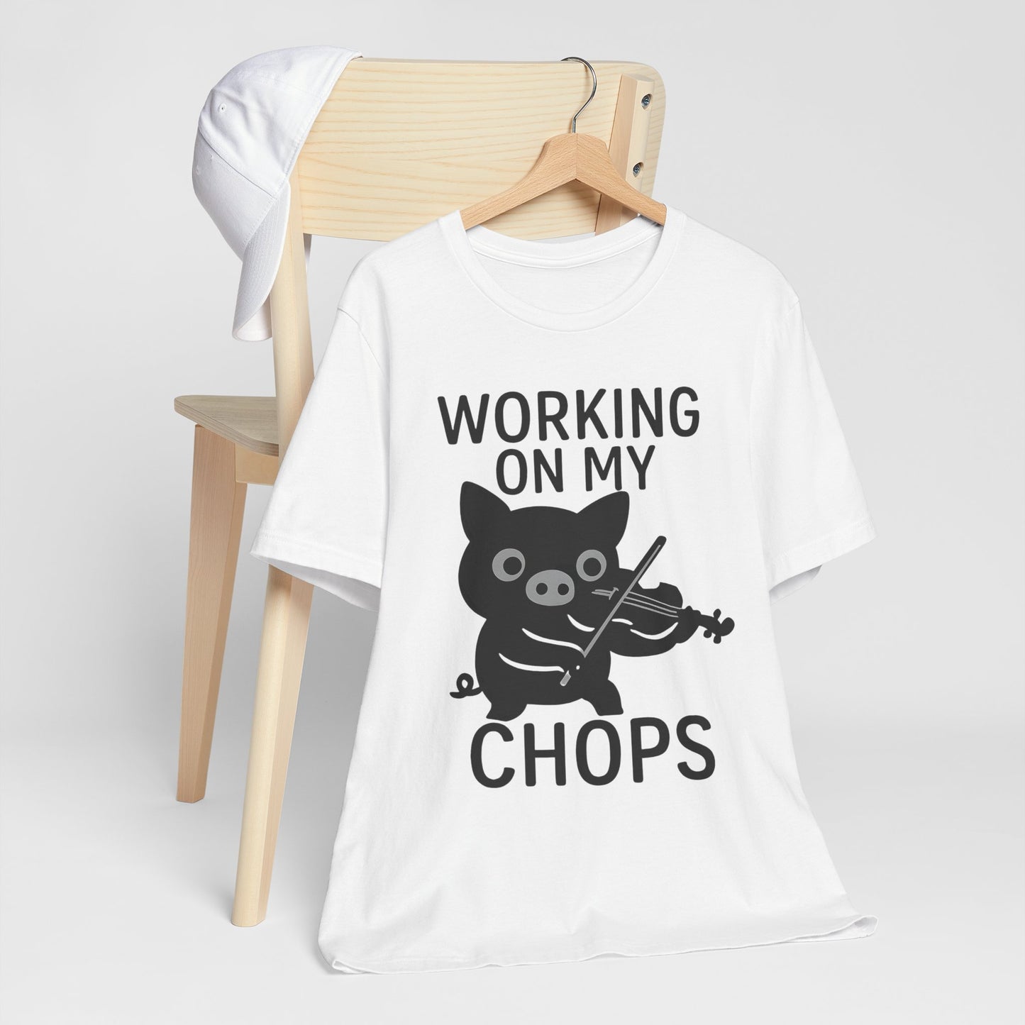 Cute Pig Musician Tee - Working on My Chops T-Shirt, Funny Gift for Musicians, Music Lover Apparel, Animal Lover Shirt, Cool Graphic Tee