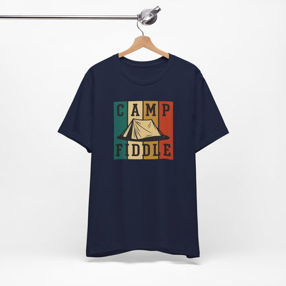 Camp Fiddle Unisex Jersey Tee, Outdoor Adventure Shirt, Camping T-Shirt, Family Camp Shirt, Summer Fun Apparel, Nature Lover Gift