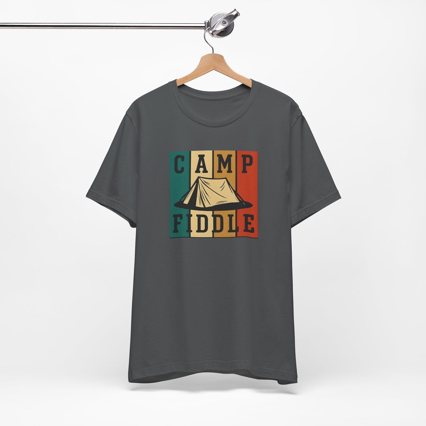Camp Fiddle Unisex Jersey Tee, Outdoor Adventure Shirt, Camping T-Shirt, Family Camp Shirt, Summer Fun Apparel, Nature Lover Gift