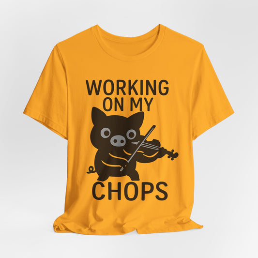 Cute Pig Musician Tee - Working on My Chops T-Shirt, Funny Gift for Musicians, Music Lover Apparel, Animal Lover Shirt, Cool Graphic Tee