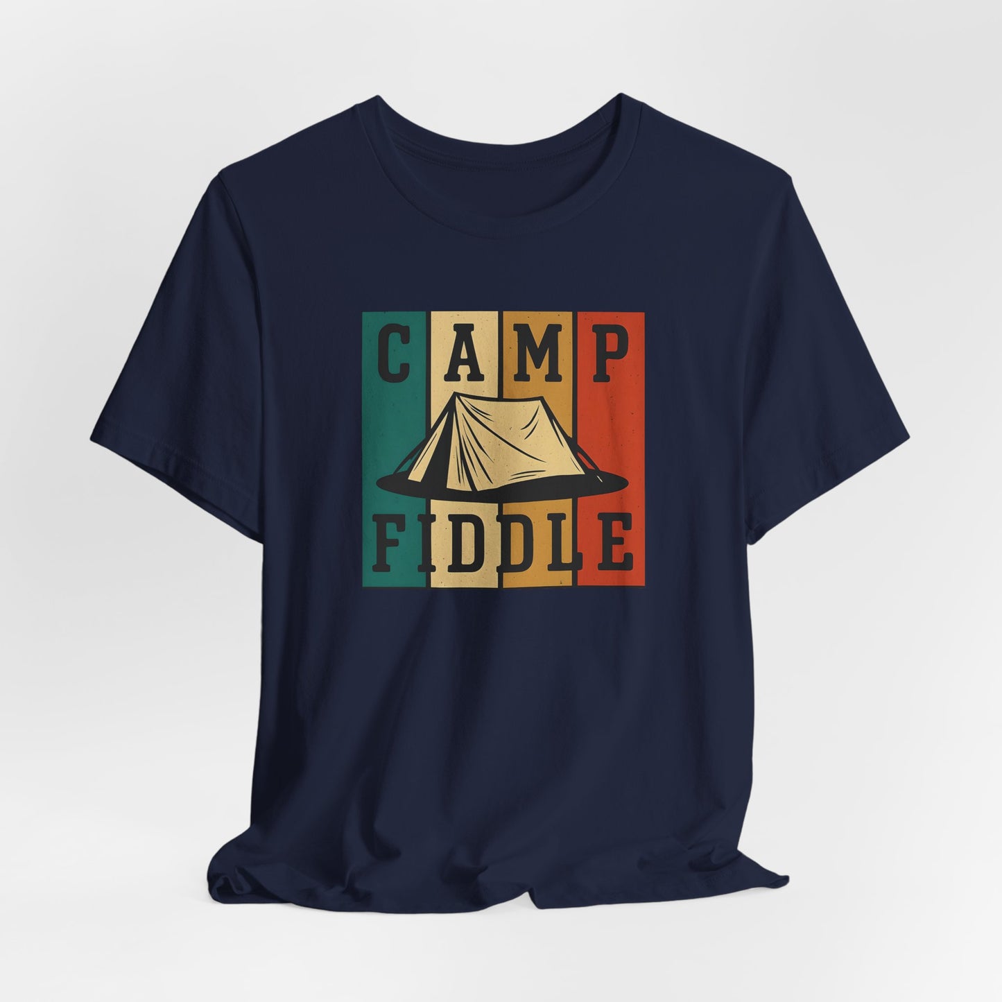 Camp Fiddle Unisex Jersey Tee, Outdoor Adventure Shirt, Camping T-Shirt, Family Camp Shirt, Summer Fun Apparel, Nature Lover Gift