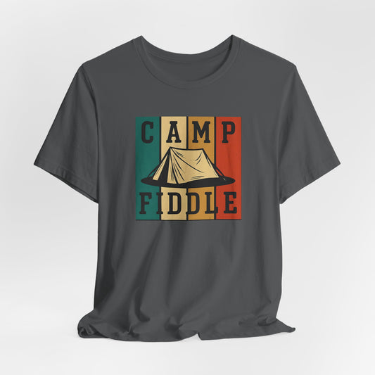 Camp Fiddle Unisex Jersey Tee, Outdoor Adventure Shirt, Camping T-Shirt, Family Camp Shirt, Summer Fun Apparel, Nature Lover Gift
