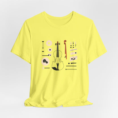 Unisex Tee Violin Fiddle Parts Design Shirt