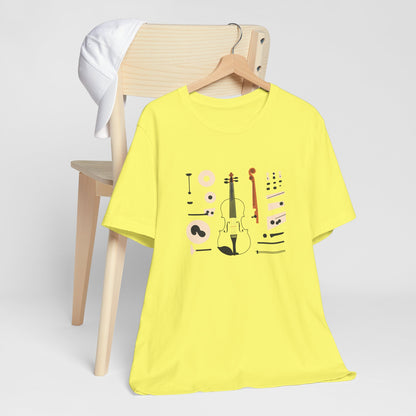 Unisex Tee Violin Fiddle Parts Design Shirt