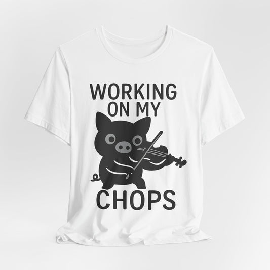 Cute Pig Musician Tee - Working on My Chops T-Shirt, Funny Gift for Musicians, Music Lover Apparel, Animal Lover Shirt, Cool Graphic Tee