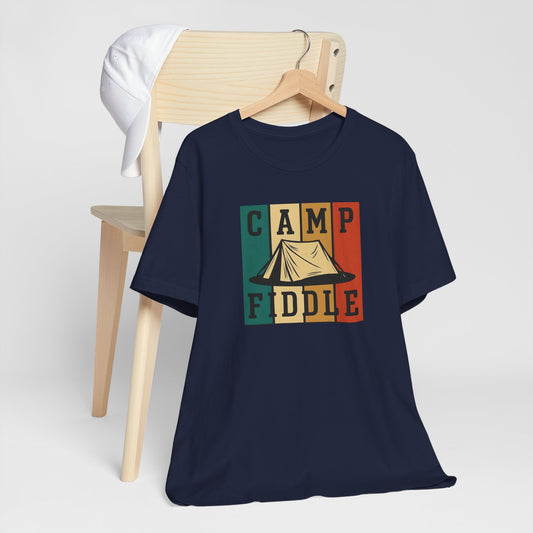 Camp Fiddle Unisex Jersey Tee, Outdoor Adventure Shirt, Camping T-Shirt, Family Camp Shirt, Summer Fun Apparel, Nature Lover Gift