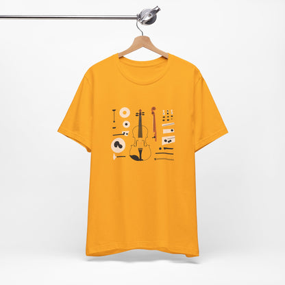 Unisex Tee Violin Fiddle Parts Design Shirt