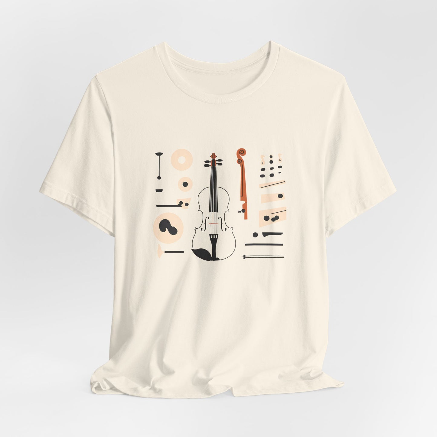 Unisex Tee Violin Fiddle Parts Design Shirt