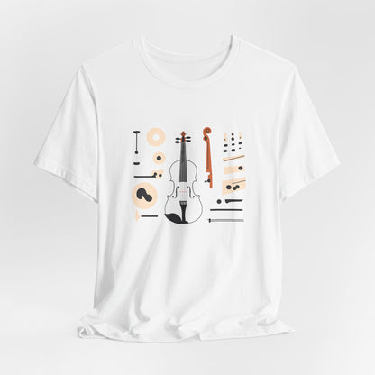 Unisex Tee Violin Fiddle Parts Design Shirt