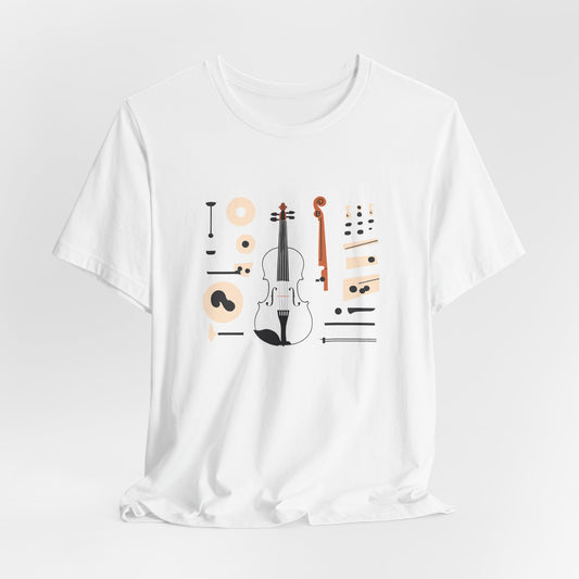 Unisex Tee Violin Fiddle Parts Design Shirt