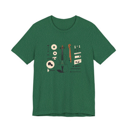 Unisex Tee Violin Fiddle Parts Design Shirt