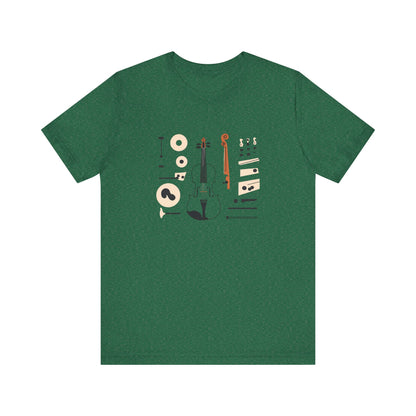 Unisex Tee Violin Fiddle Parts Design Shirt